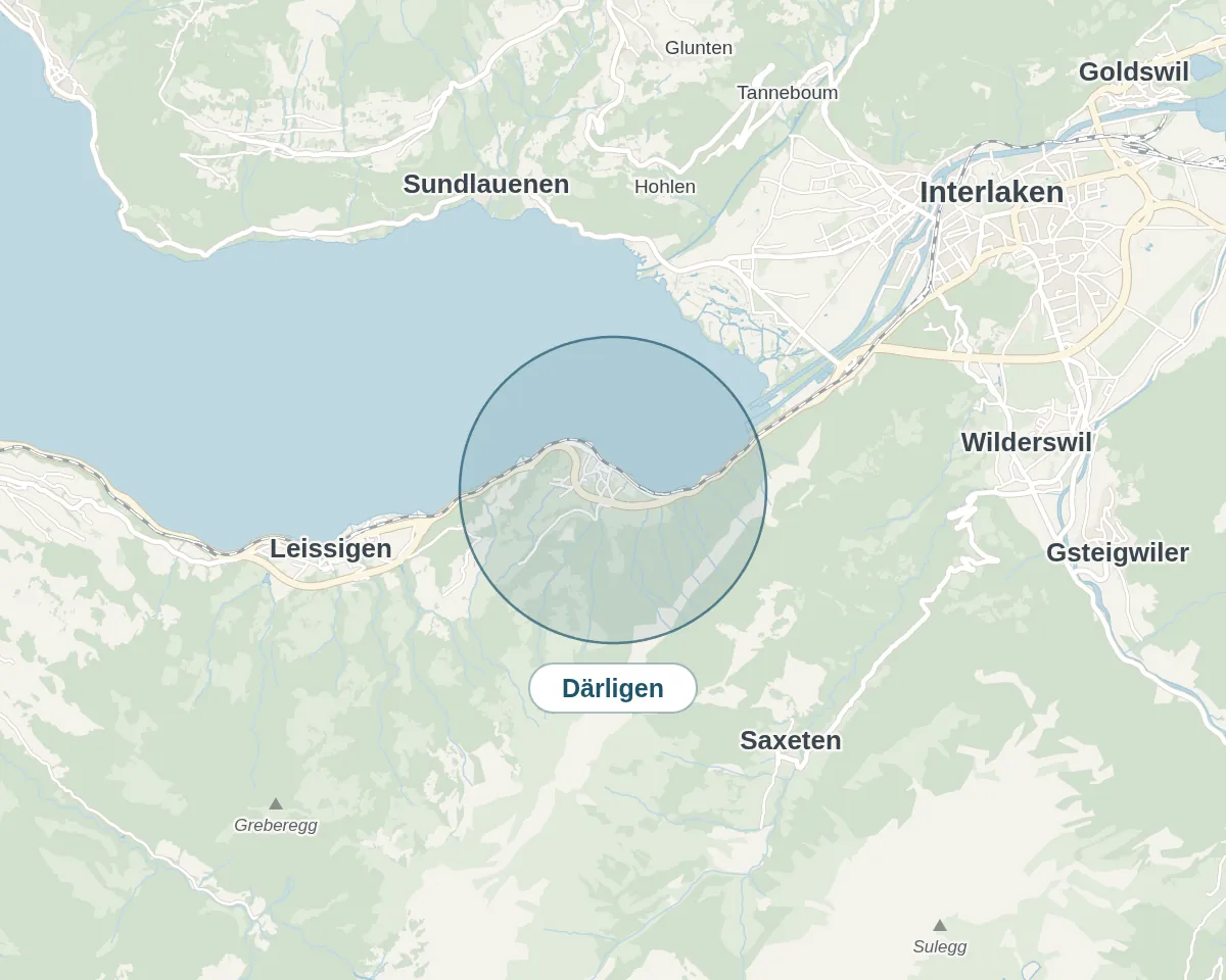 Location on the map: Därligen – Simplified overview, approximate area