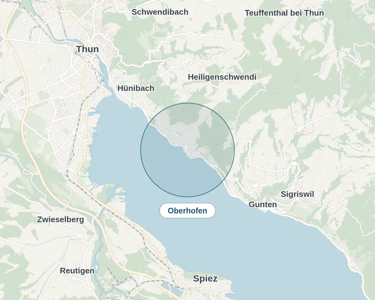 Location on the map: Oberhofen – Simplified overview, approximate area