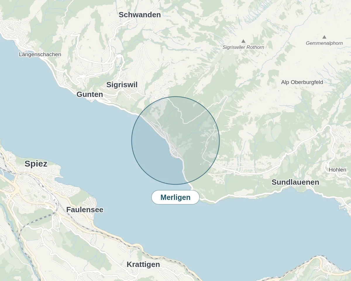 Location on the map: Merligen – Simplified overview, approximate area