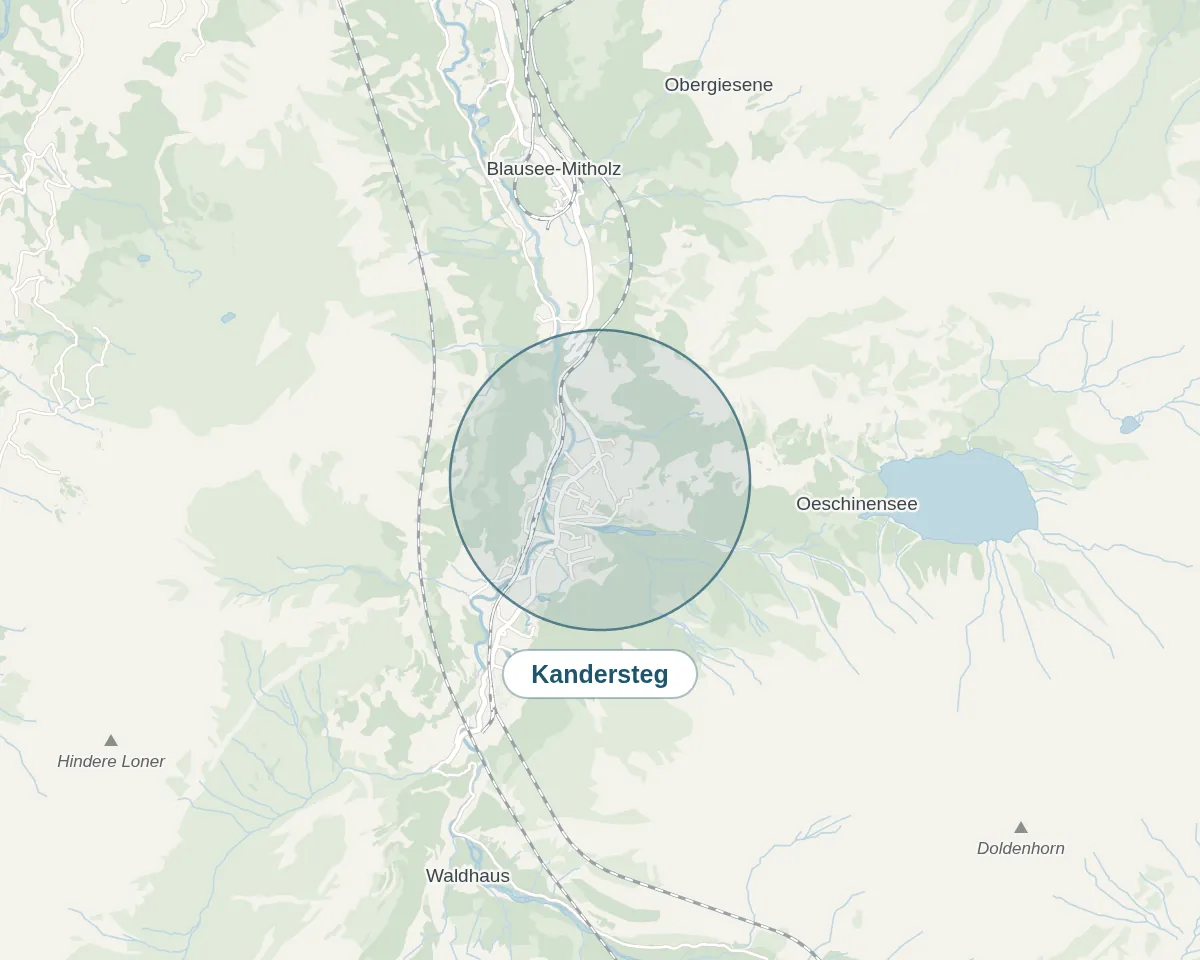 Location on the map: Kandersteg – Simplified overview, approximate area