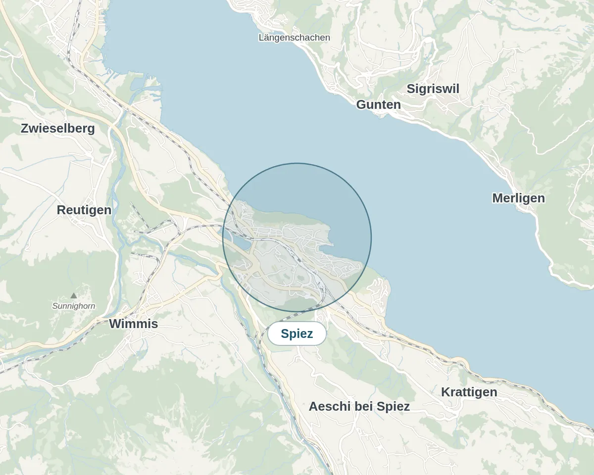 Location on the map: Spiez – Simplified overview, approximate area