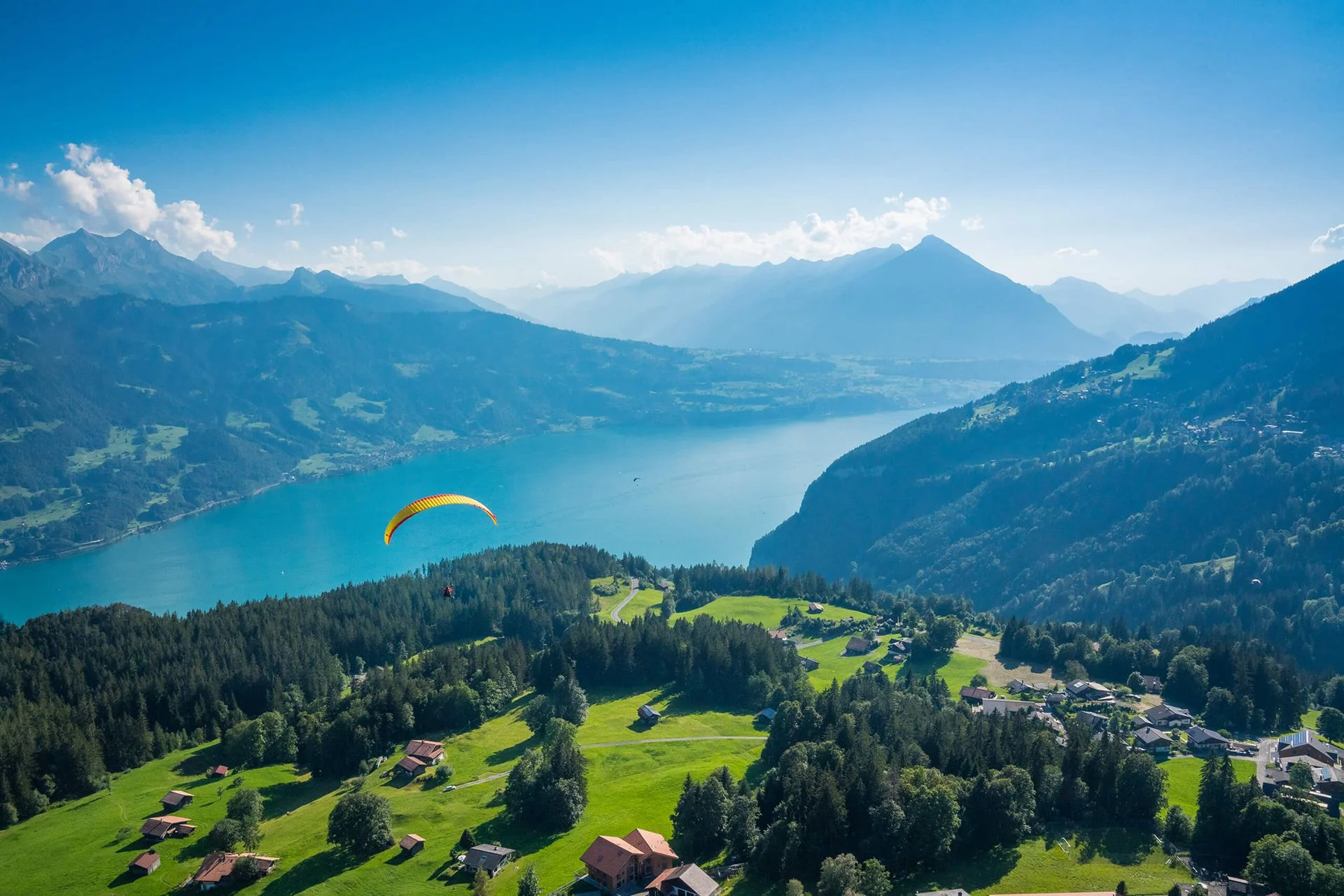 View across Lake Thun and the Bernese Oberland