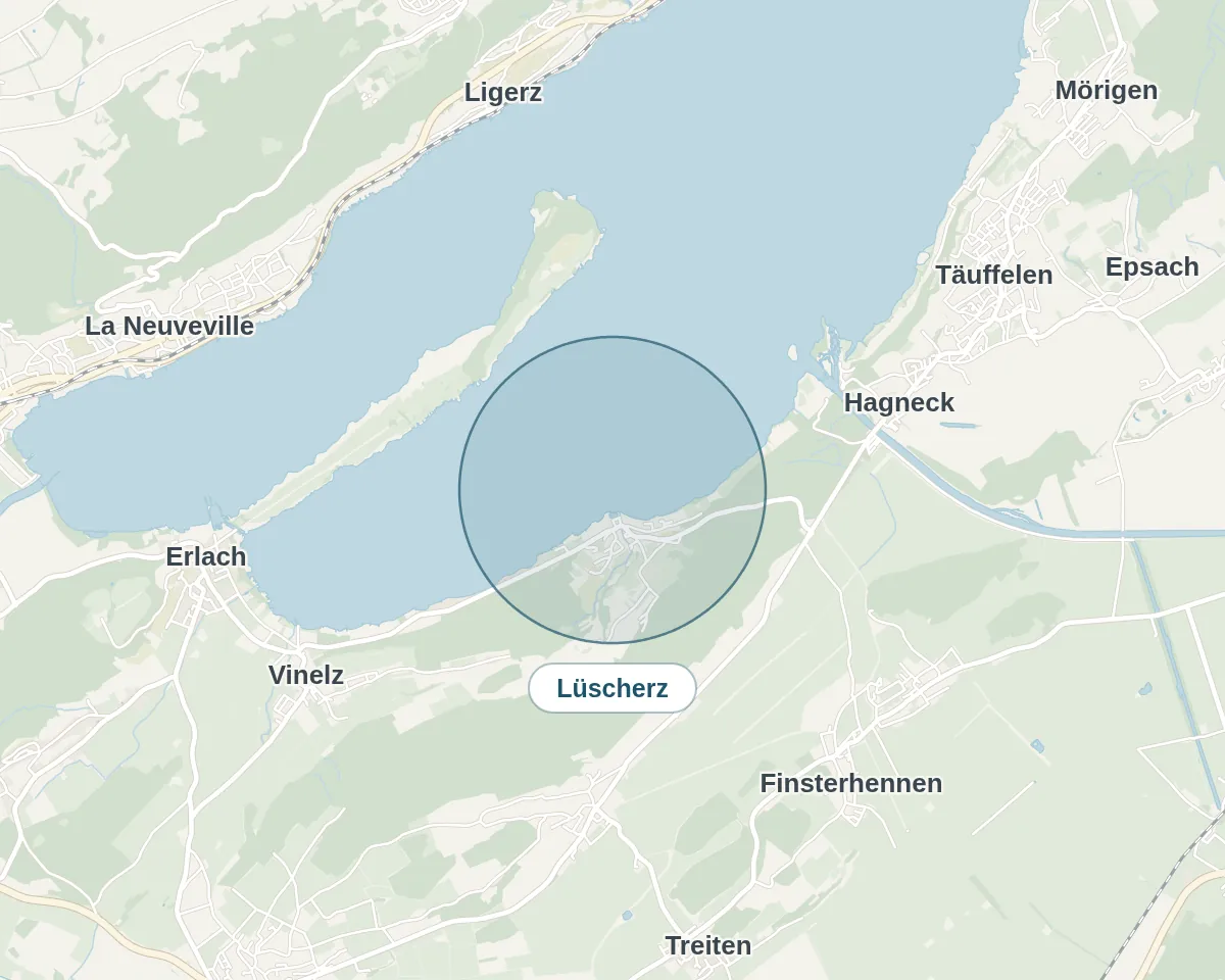 Location on the map: Lüscherz – Simplified overview, approximate area